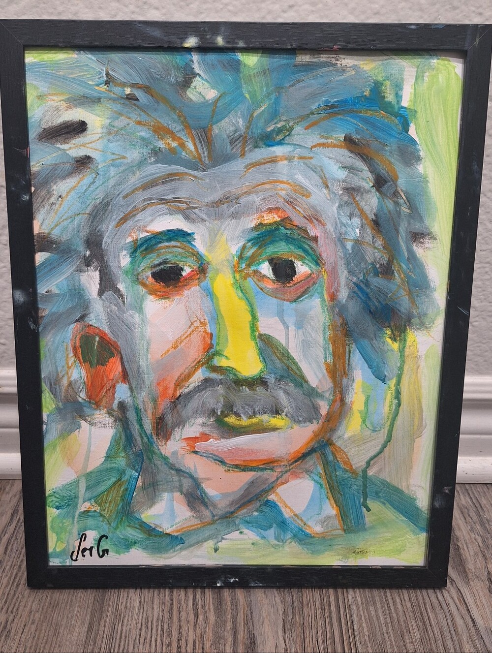 Albert Einstien Portrait Original Painting 11x14 Framed